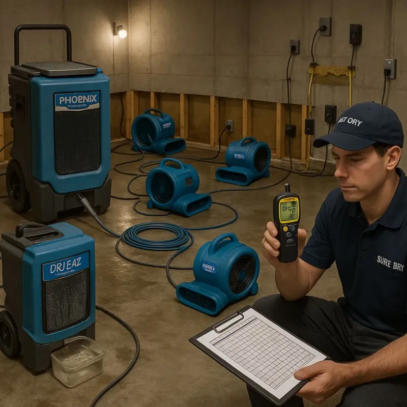 Structural Drying and Dehumidification process in Lytle, TX